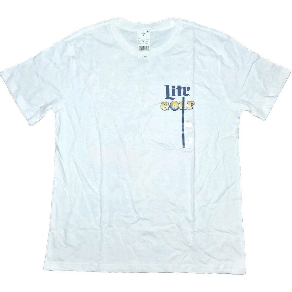Miller Lite Golf Graphic T-Shirt - White - NWT Size Large